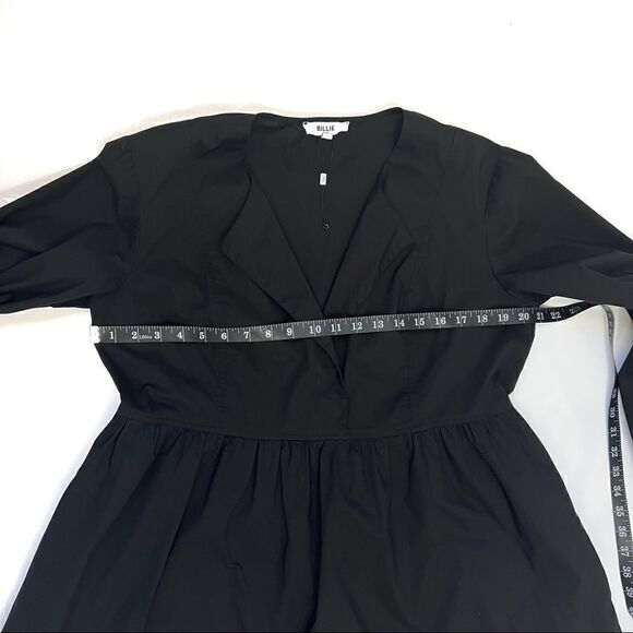 BILLIE The Label NWT XLarge Alexa Poplin Mini Dress Black Long sleeve - Picture 10 of 12